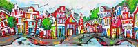 Kleurrijke grachtengordel Amsterdam | Panorama van Vrolijk Schilderij thumbnail