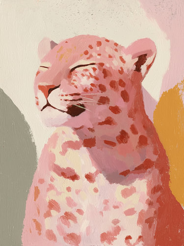 Pink Leopard Portrait – Modern Painterly Animal Art