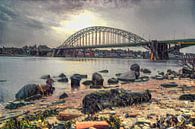 Impressionistisch kunstwerk van Nijmegen - Strandje, de Waal en de Waalkade van Slimme Kunst.nl thumbnail