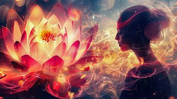 vrouw met lotusbloem meditatie van Egon Zitter