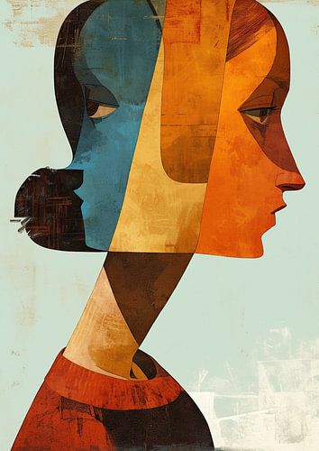 Abstraktes Frauenporträt | Bunte Gedankenlandschaften