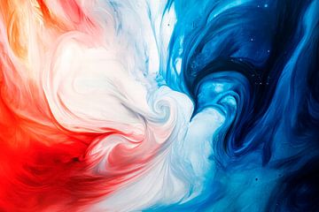 Wervelingen van kleur in rood en blauw - Abstract van Poster Art Shop