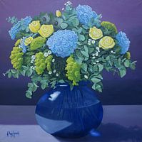 Bouquet in blue vase