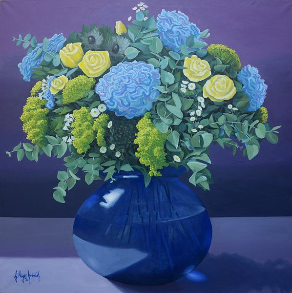 Bouquet in blue vase by Gernot Meyer-Grönhof