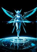 Blauw robot hologram meisje Anime