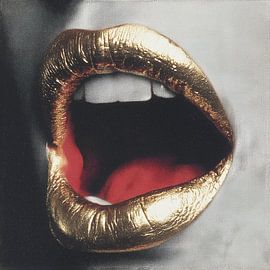 Gold Lips Statement von PixelMint.