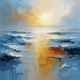 Gouden Zee - Abstract Zeeschilderij van Niklas Maximilian