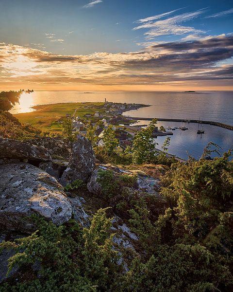 Warm sunset over Alnes on Godøy, Norway by qtx