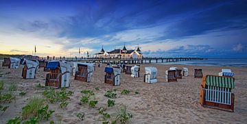 Ahlbeck pier with beach chairs