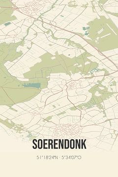 Vintage map of Soerendonk (North Brabant) by Rezona