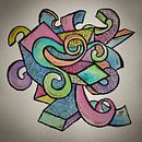 Colourful abstract artwork with geometric shapes by Emiel de Lange thumbnail
