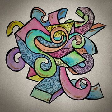 Kleurig abstract kunstwerk met geometrische vormen