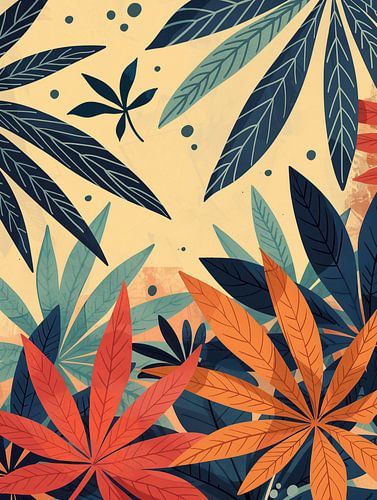 Feuilles de cannabis style boho