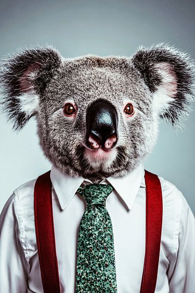 Koala met stropdas en bretels van Imperial Art House