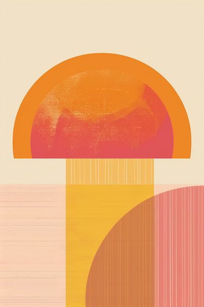 Solar geometry - abstract shapes in warm tones by Poster Art Shop
