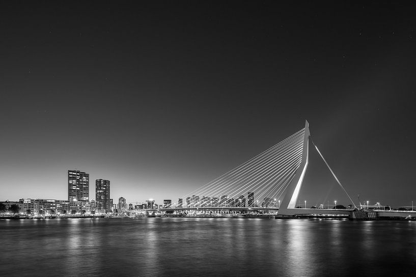 Die Skyline von Rotterdam schwarz-weiß von Michael Valjak