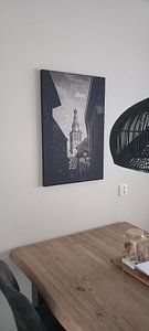 Vue en noir et blanc sur le Stevenskerk Nijmegen