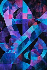 Colourful geometric abstraction in blue-violet by Poster Art Shop