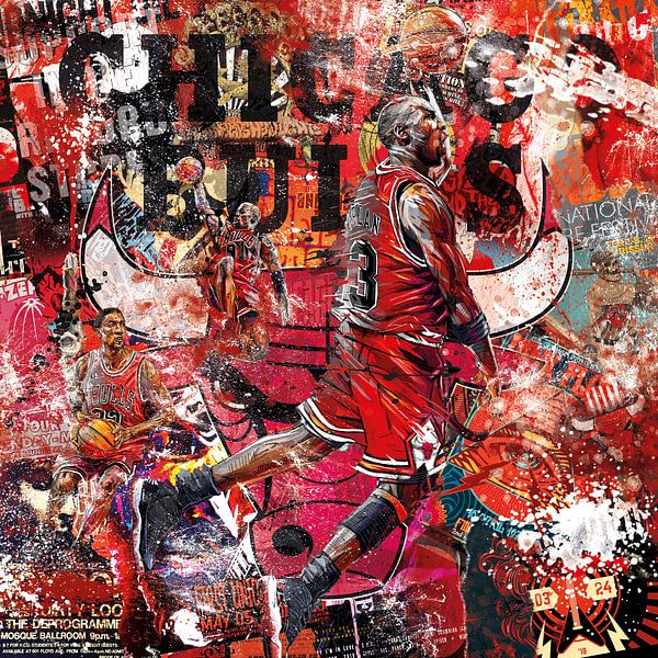 Michael Jordan Chicago Bulls sur Rene Ladenius Digital Art