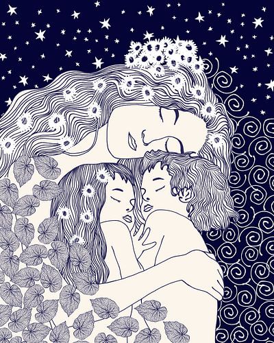 Mutter und Zwillinge