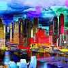 Kunstzinnige Vertaling Skyline Singapore van Eduard Lamping