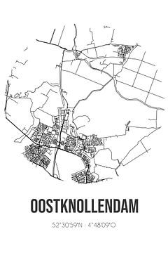 Oostknollendam (Noord-Holland) | Karte | Schwarz und Weiß von Rezona