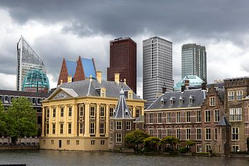 Skyline van Den Haag tegen een stormachtige lucht van Piet Hein Schuijff