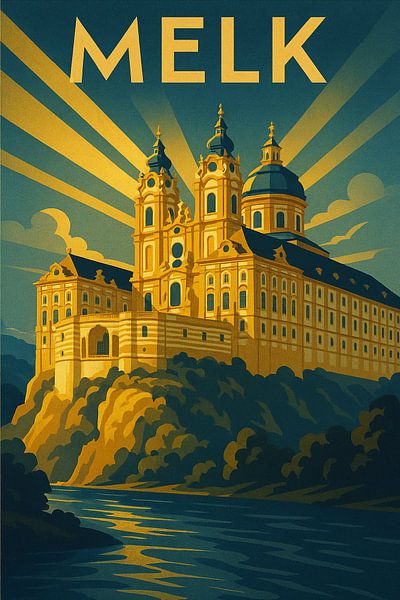 Stift Melk Art Deco Reiseplakat von Travel Shop