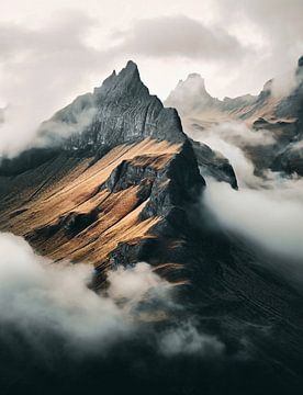 Alpen in de mist van fernlichtsicht