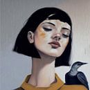 Illustrated portrait: 'The girl with the bird' by Studio Allee thumbnail