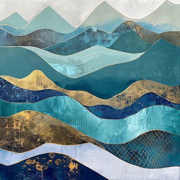 Berglandschap in blauw en goud