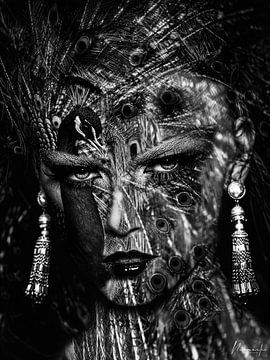 Les yeux du paon - (Noir et blanc) sur Nevanilio Sancho