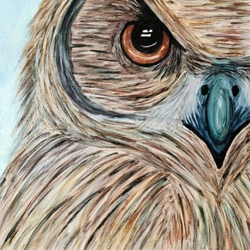 Owl Watercolor Painting in Brown, Grey by Art By Dominic