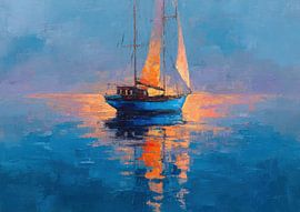 Voilier au coucher du soleil - peinture à l'huile sur Niklas Maximilian