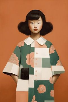 Modern portret van een Aziatisch meisje van Carla Van Iersel