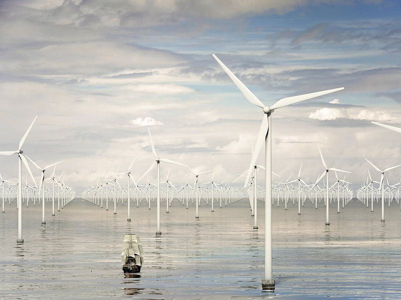 Tausend Windturbinen in Meer - Frühlingsbrise von Frans Blok