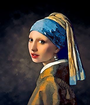 Comic Girl with the Pearl Earring von Vermeer von Arjen Roos