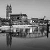 Magdeburg with old town skyline and historic lift bridge by Frank Herrmann