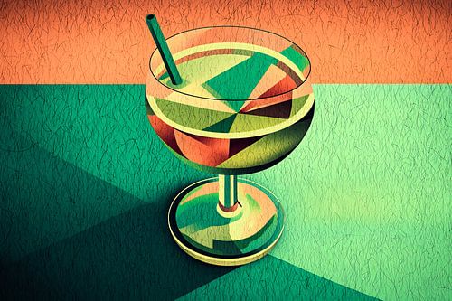 Kleurrijk cocktailglas in kubisme