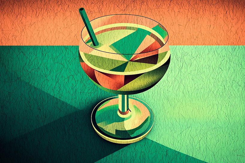 Buntes Cocktailglas im Kubismus von Art & Soul Creations