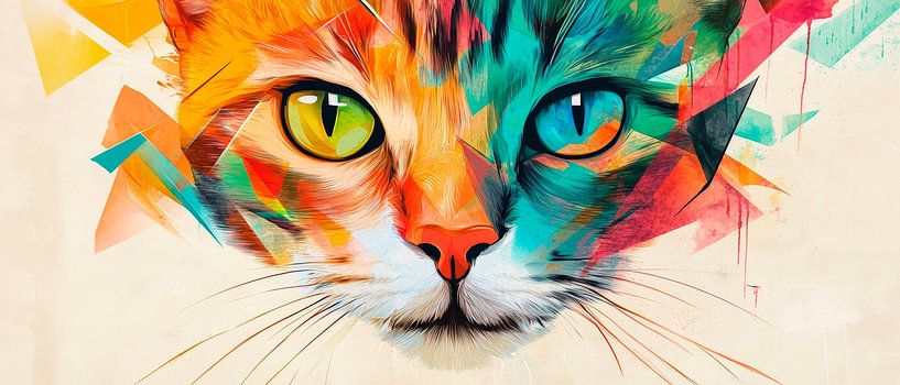 Une mer d'yeux colorés - Un chat multicolore par Poster Art Shop