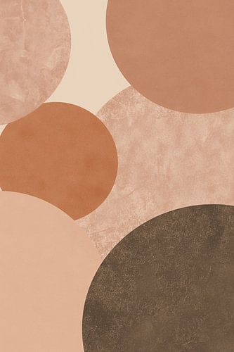 Abstracte compositie van beige en bruine cirkels