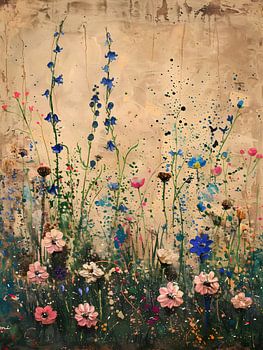 Bloemen tegen een muur