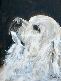 Portret van een Golden retriever van Mieke Daenen