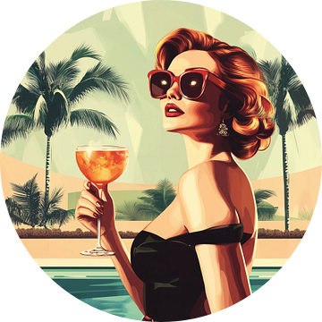 Vrouw bij het zwembad