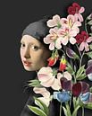 Meisje met de Parel - Retro Flowers Edition van Marja van den Hurk thumbnail