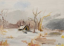 Cabin in the snow by Heleen Stulp