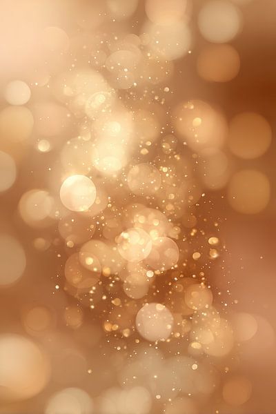 Bokeh in Caramel Glow Warm Light Dance by Eva Lee