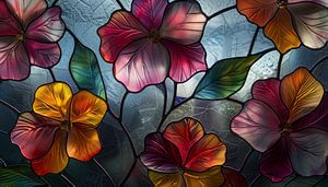 Glas in lood bloemen panorama van The Xclusive Art