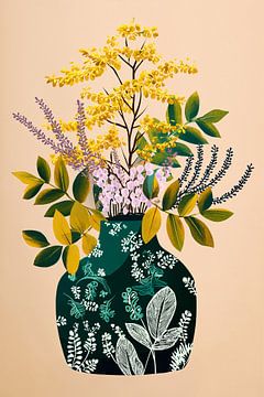 Wilde bloemen in groen Keramiek no.1